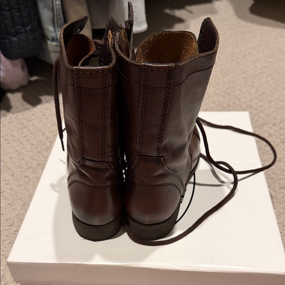 Steve Madden Dark Brown Lace-Up Combat Boots - Picture 3 of 5